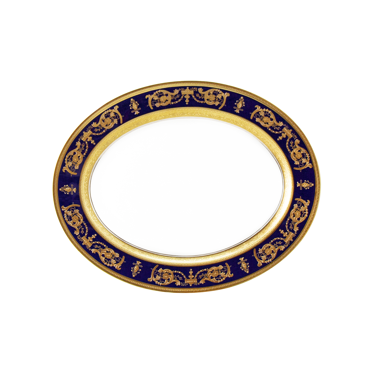 haviland-imp-rator-plat-ovale-porcelaine-bleu-de-four-or-2 image 1
