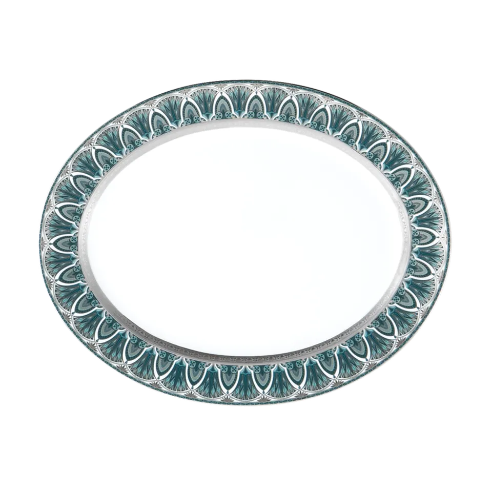 haviland-r-ves-du-nil-plat-ovale-porcelaine-vert-platine image 1