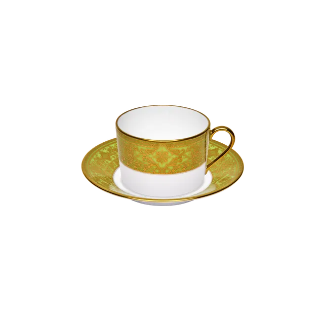 haviland-matignon-tasse-th-soucoupe-vert-pomme-or image 1