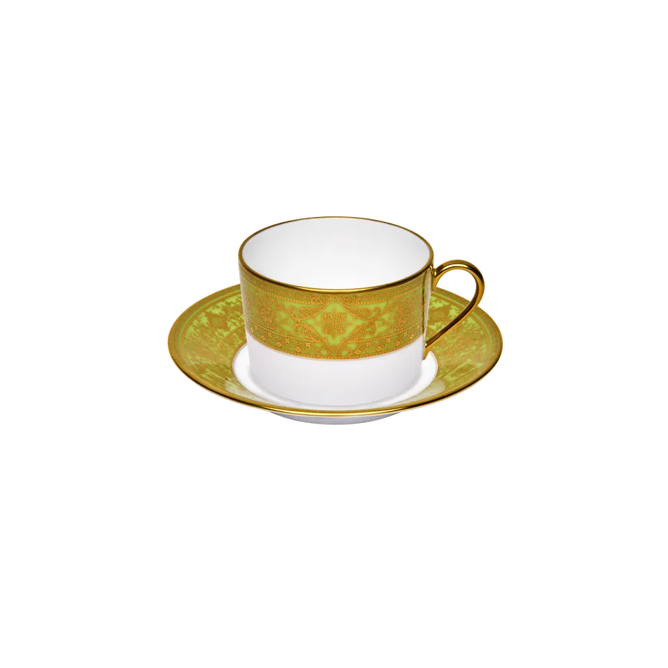 haviland-matignon-tasse-th-soucoupe-vert-pomme-or image 1