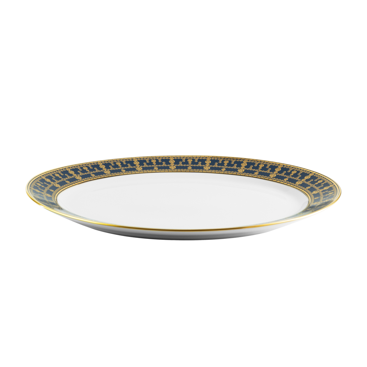 haviland-tiara-plat-ovale-porcelaine-bleu-de-prusse-or image 2