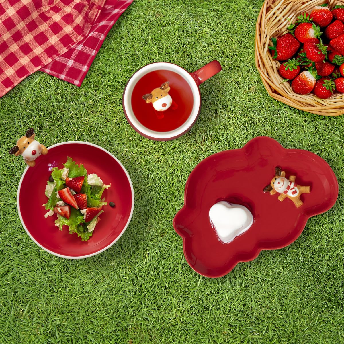 m-dard-de-noblat-miam-cerf-assiette-plate-enfant-rouge-19-7-cm image 2