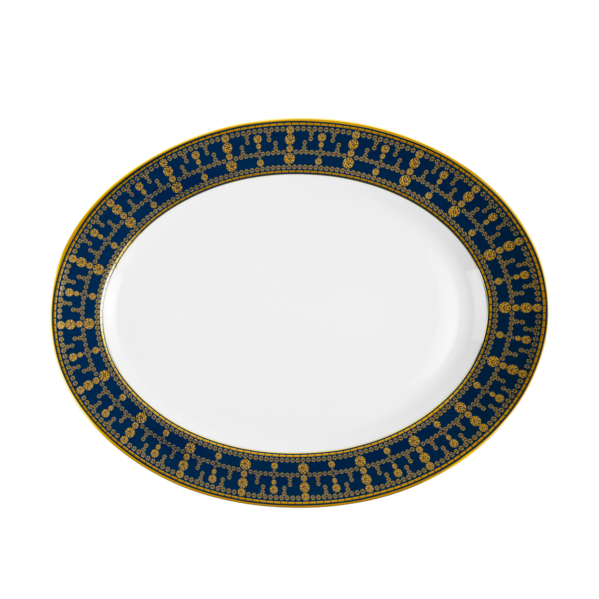 haviland-tiara-plat-ovale-porcelaine-bleu-de-prusse-or image 1