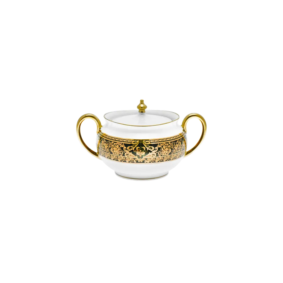 haviland-matignon-sucrier-porcelaine-noir-or image 1