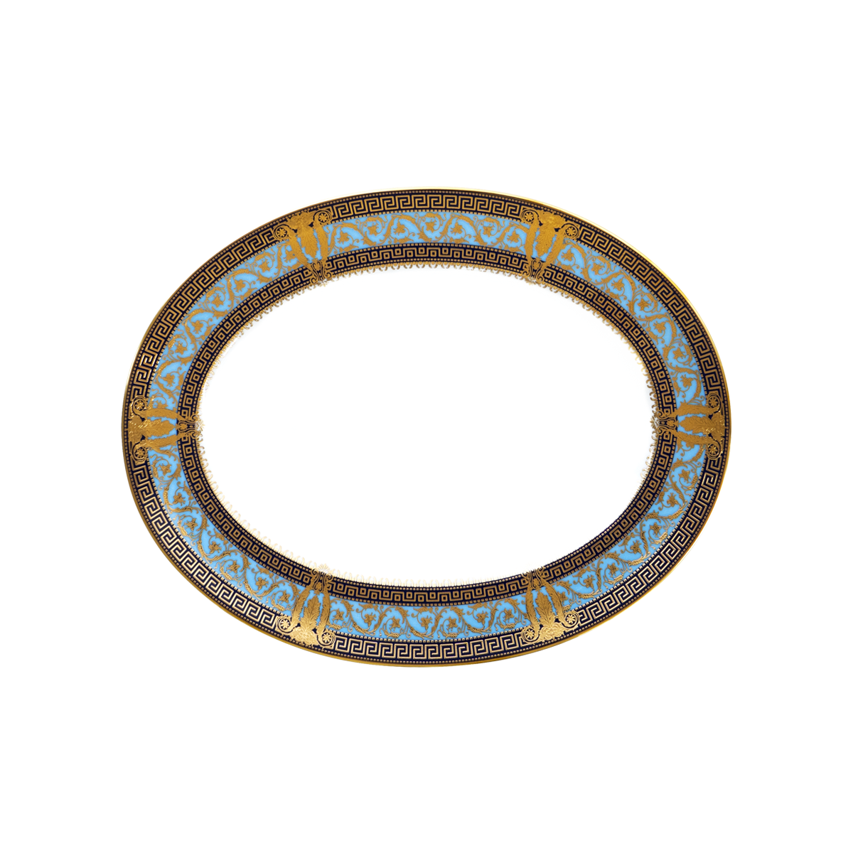 haviland-salon-murat-plat-ovale-bleu-ciel-or-porcelaine image 1