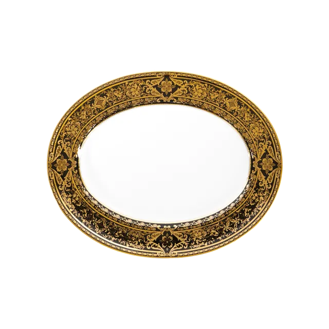 haviland-matignon-plat-ovale-porcelaine-noir-or image 1