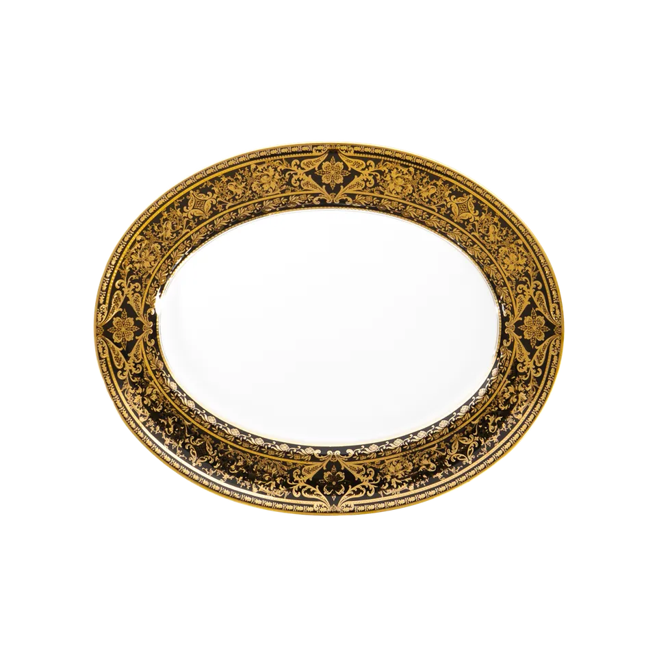 haviland-matignon-plat-ovale-porcelaine-noir-or image 1