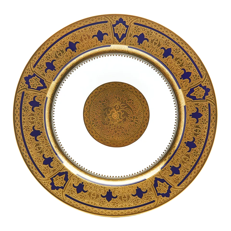 haviland-grand-apparat-assiette-d-ner-bleu-four-or-porcelaine image 1
