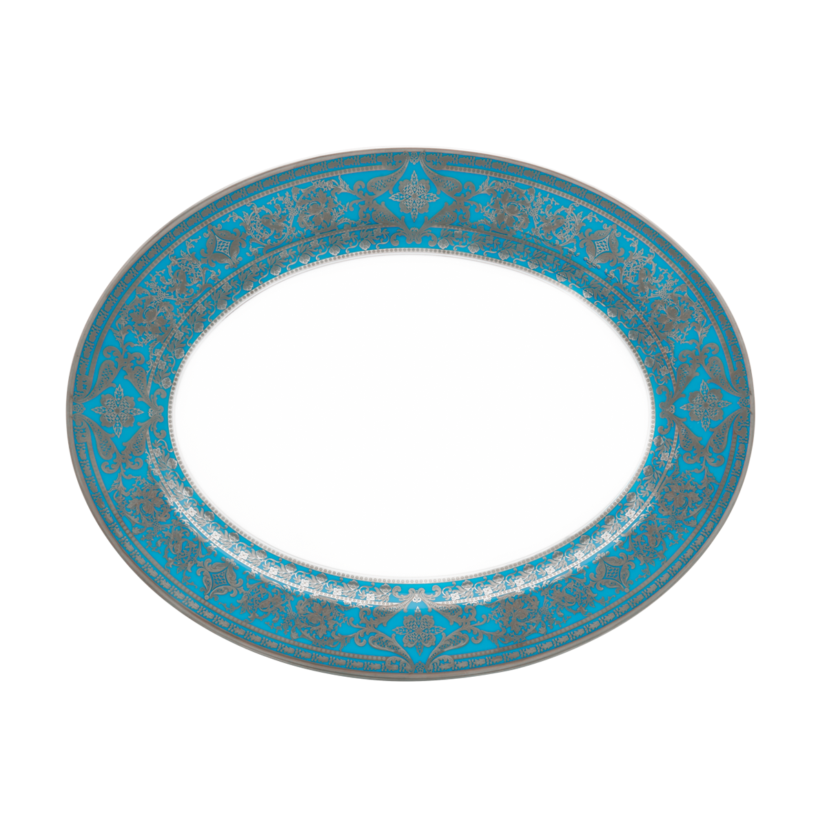 haviland-matignon-plat-ovale-bleu-piscine-platine-porcelaine image 1