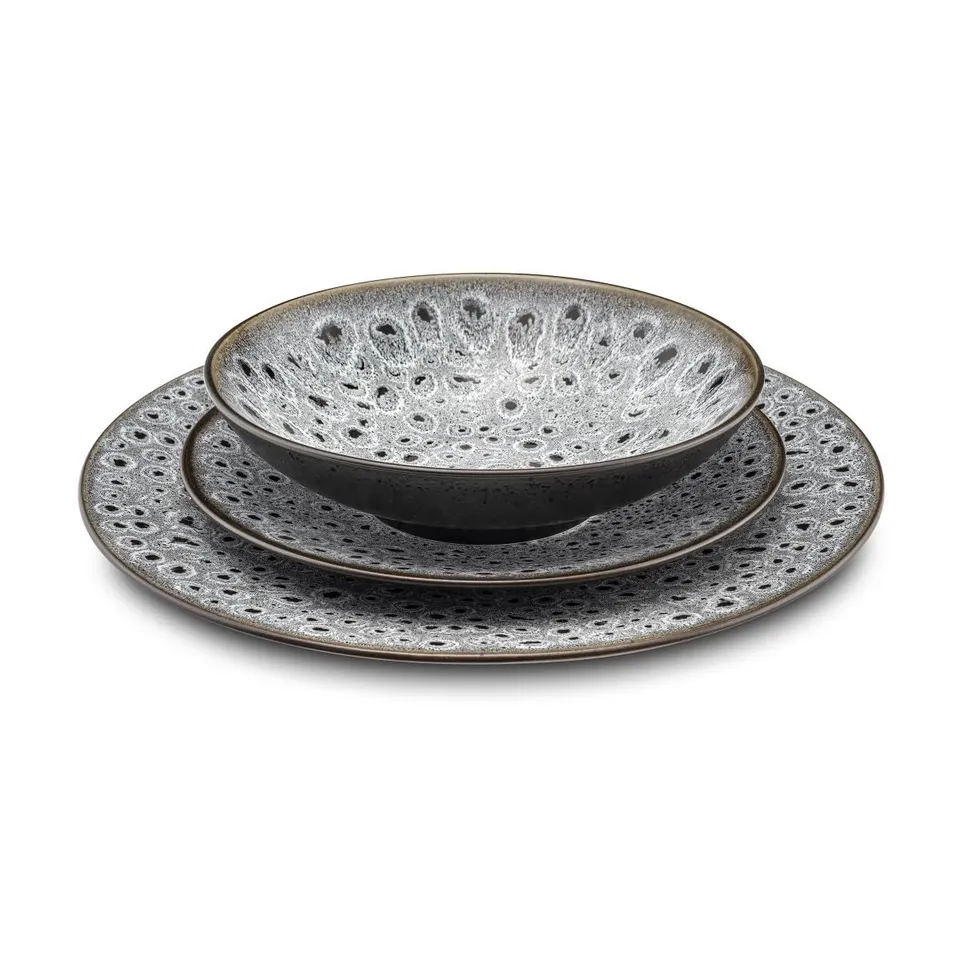 m-dard-de-noblat-n-o-service-18-assiettes-gr-s-gris image 1