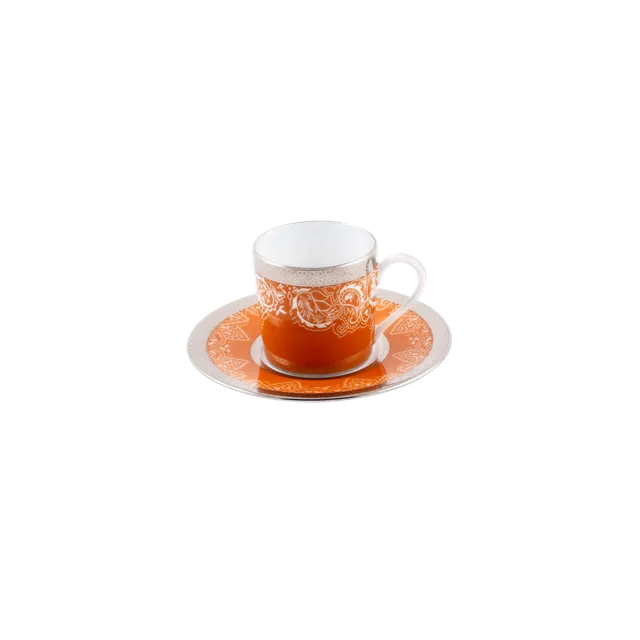haviland-romane-tasse-caf-soucoupe-orange-porcelaine image 1