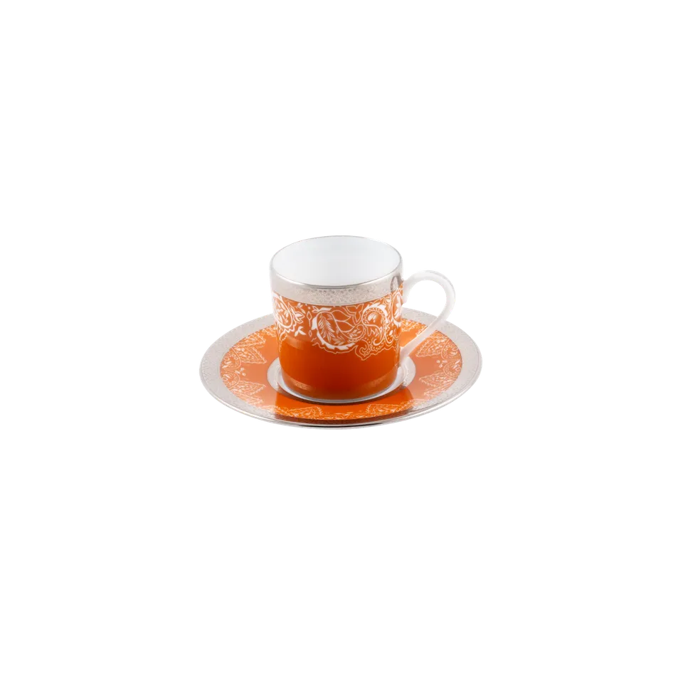 haviland-romane-tasse-caf-soucoupe-orange-porcelaine image 1