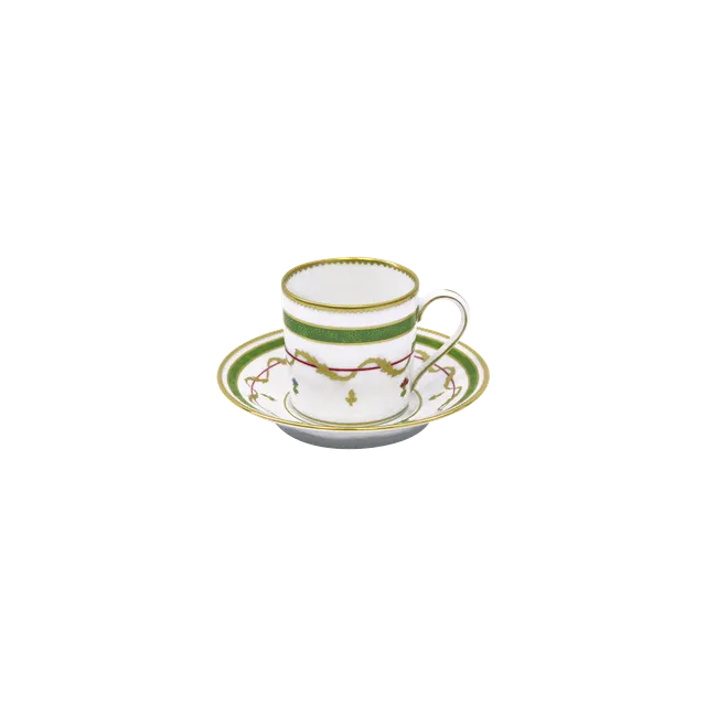 haviland-vieux-paris-vert-tasse-expresso-et-soucoupe-porcelaine image 1
