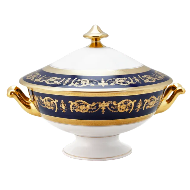 haviland-imp-rator-soupi-re-bleu-de-four-or-porcelaine image 1