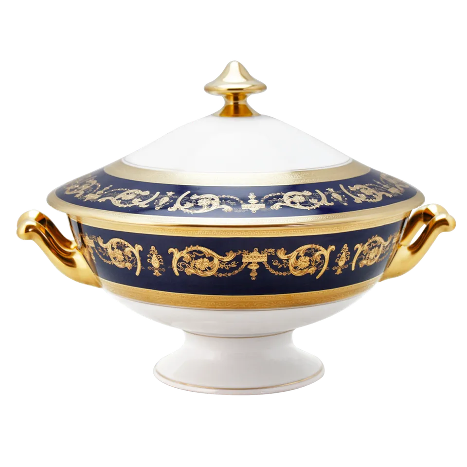 haviland-imp-rator-soupi-re-bleu-de-four-or-porcelaine image 1