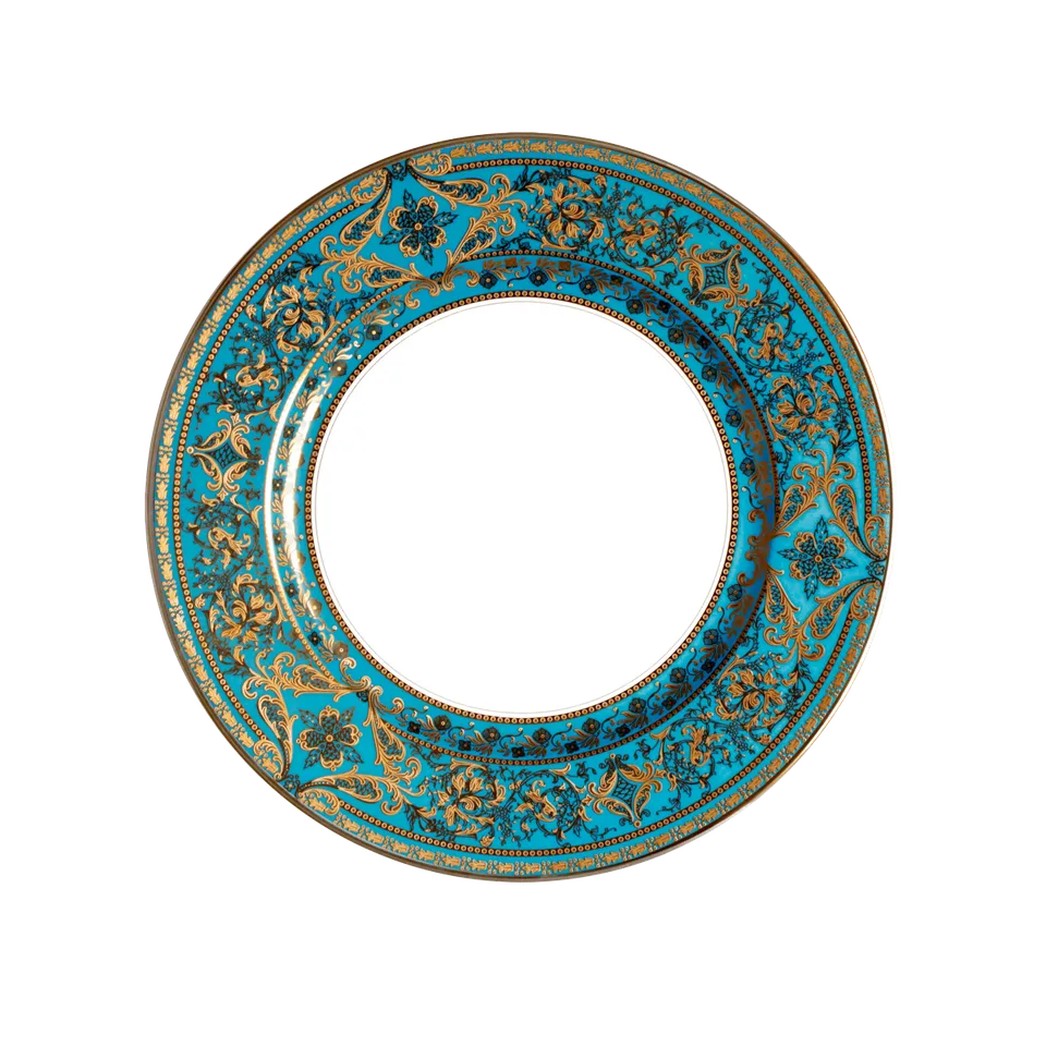 haviland-matignon-assiette-dessert-bleu-piscine-or-porcelaine image 1