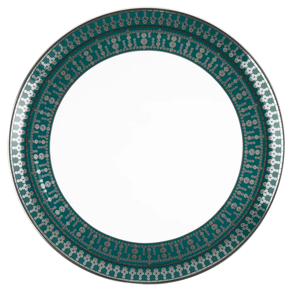 haviland-tiara-plat-tarte-porcelaine-bleu-paon-platine image 1