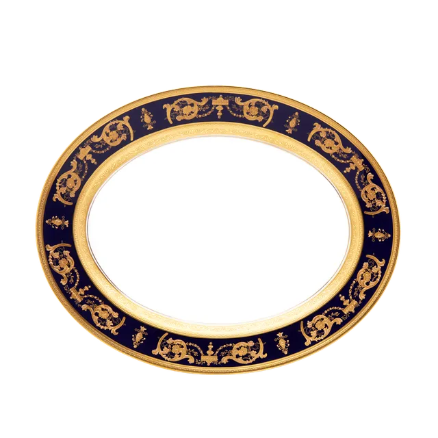 haviland-imp-rator-plat-ovale-porcelaine-bleu-de-four-or image 1