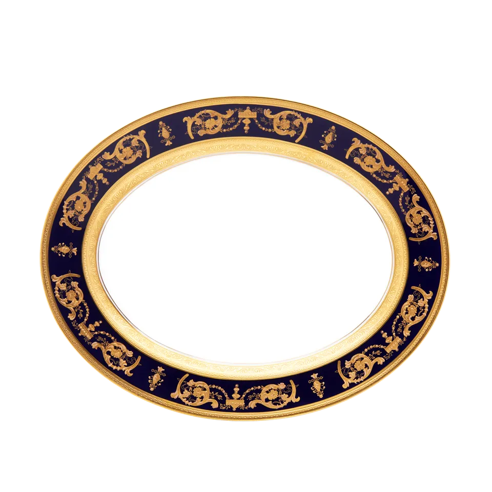 haviland-imp-rator-plat-ovale-porcelaine-bleu-de-four-or image 1