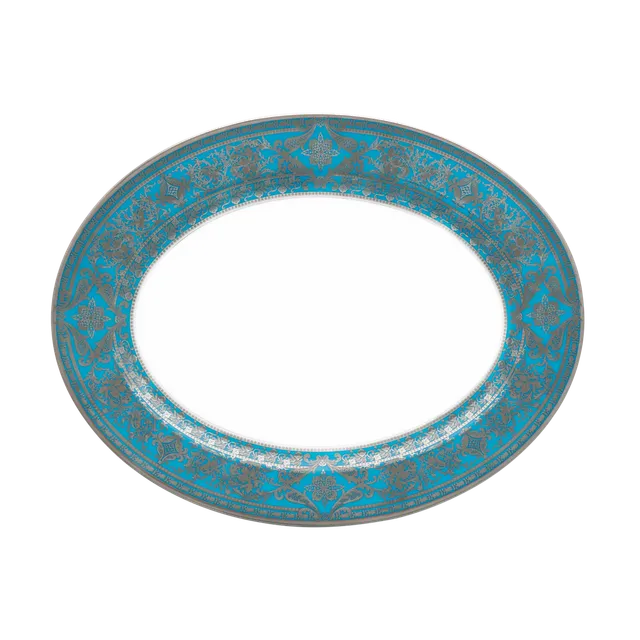 haviland-matignon-plat-ovale-bleu-piscine-platine-porcelaine image 1
