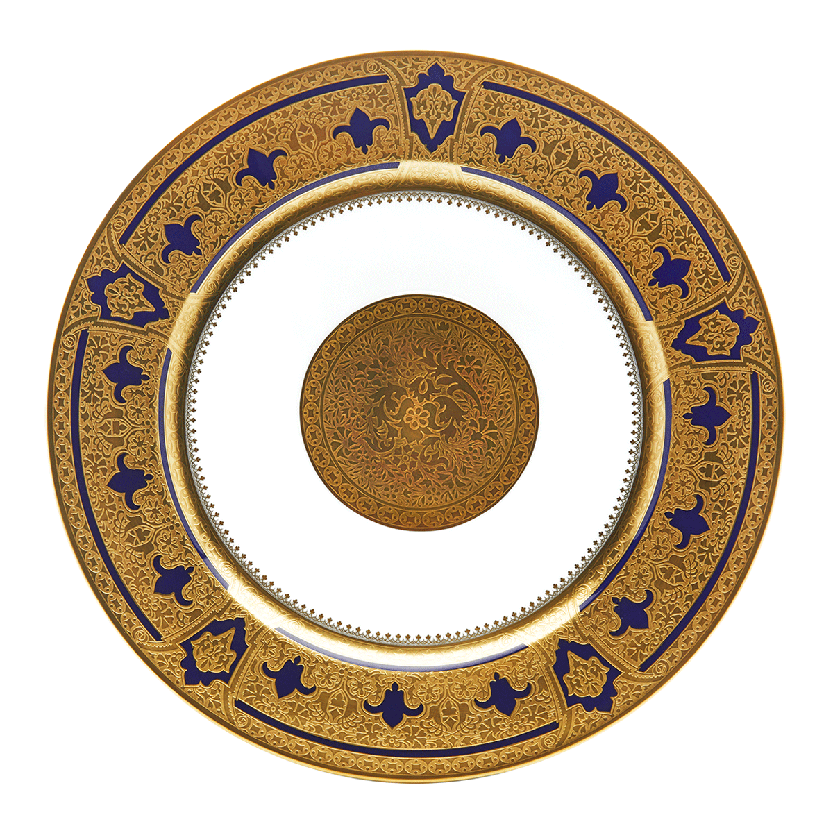 haviland-grand-apparat-assiette-d-ner-bleu-four-or-porcelaine image 1