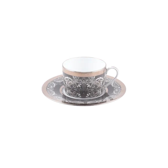 haviland-romane-tasse-et-soucoupe-th-gris-porcelaine image 1
