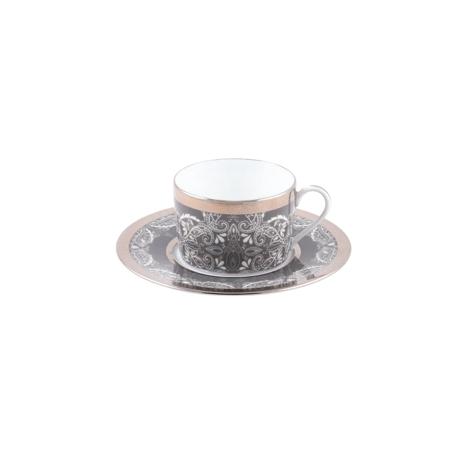 haviland-romane-tasse-et-soucoupe-th-gris-porcelaine image 1