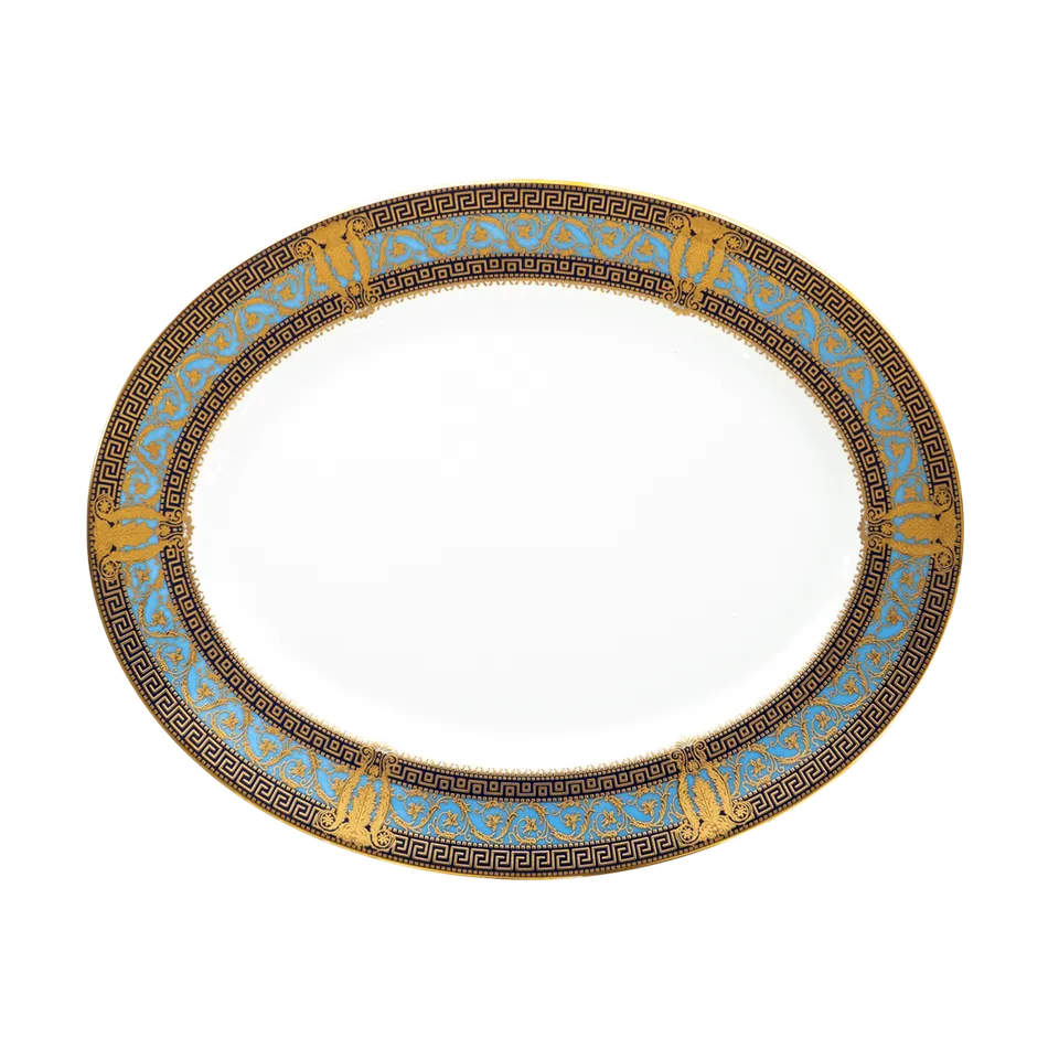 haviland-salon-murat-plat-ovale-porcelaine-bleu-ciel-or image 1