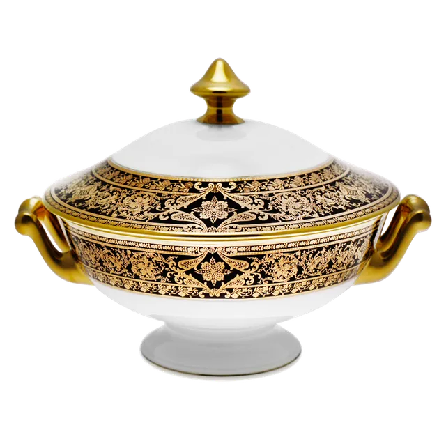 haviland-matignon-soupi-re-porcelaine-noir-et-or-limoges image 1