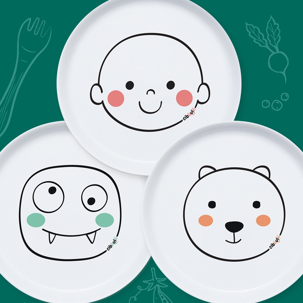 ciboulo-trio-assiette-porcelaine-blanche-lot-3-illustr-es image 1