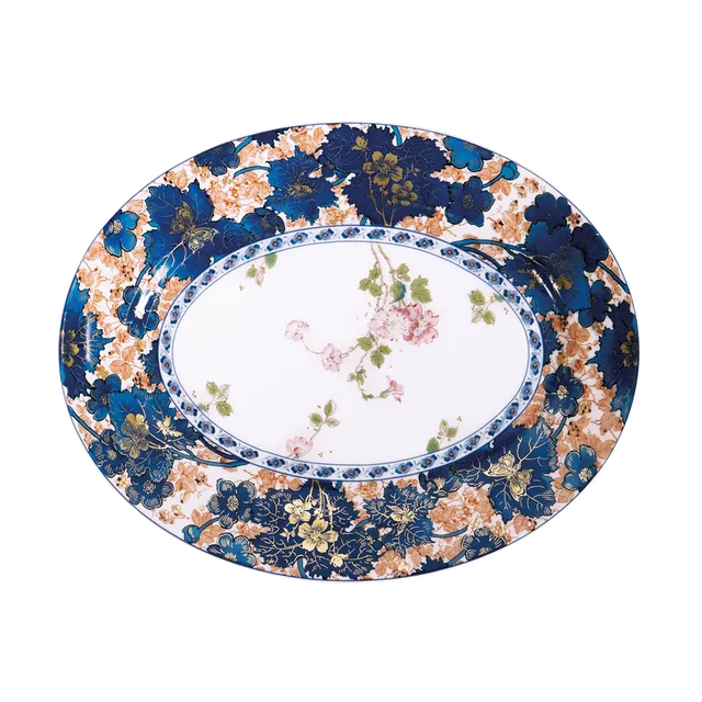 haviland-dammouse-plat-ovale-porcelaine-blanc-motif-or image 1