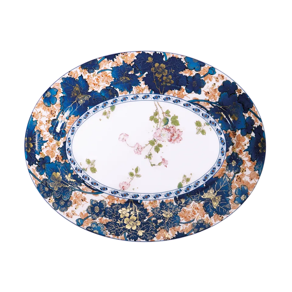 haviland-dammouse-plat-ovale-porcelaine-blanc-motif-or image 1