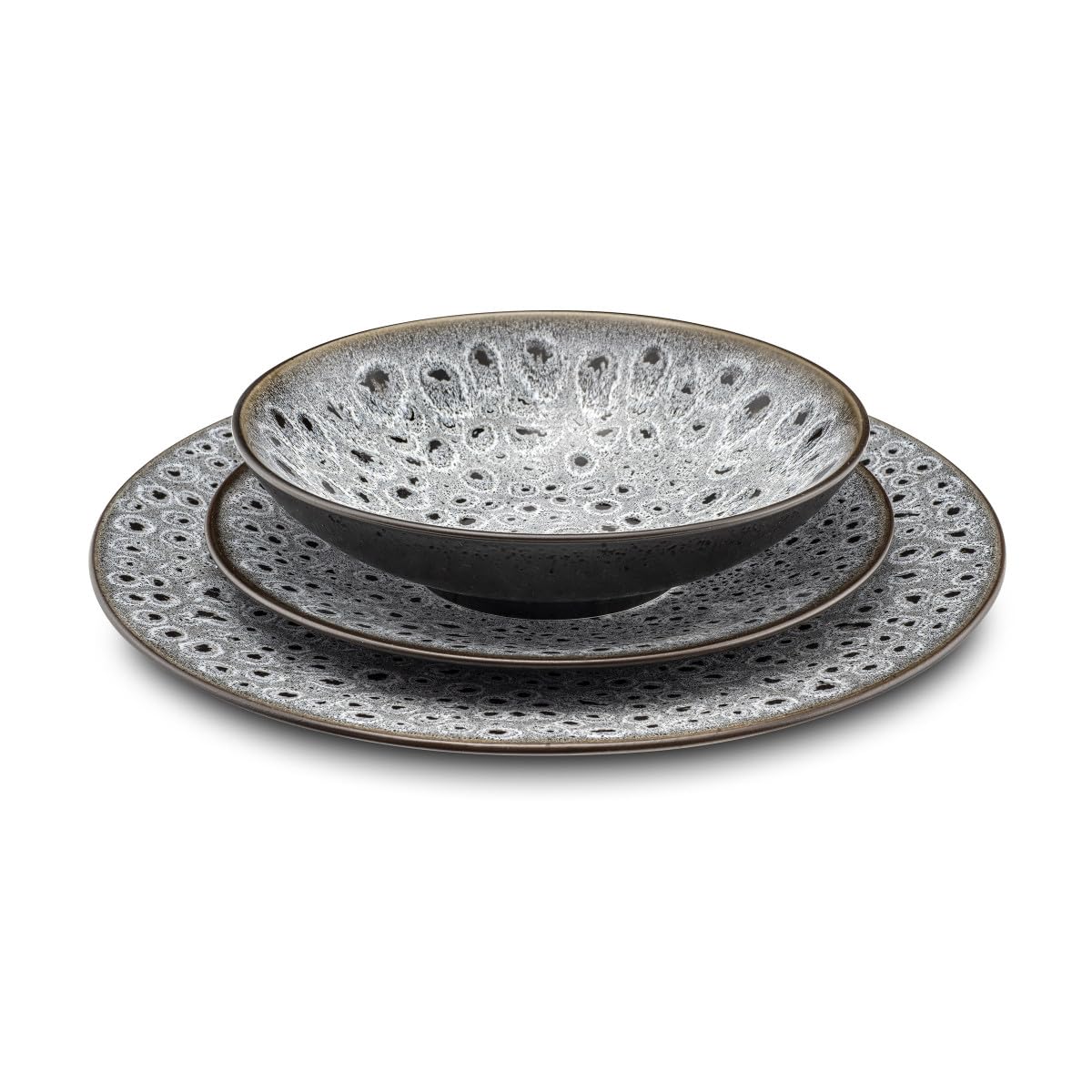m-dard-de-noblat-n-o-service-18-assiettes-gr-s-gris image 1