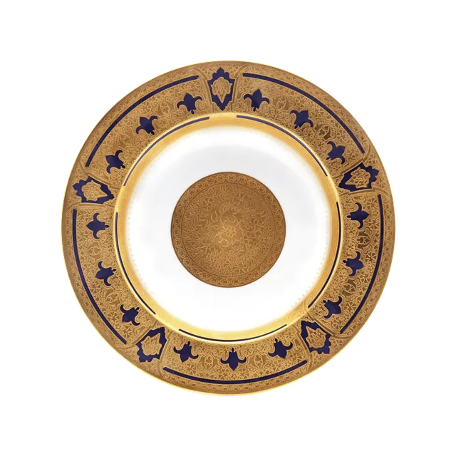 haviland-grand-apparat-assiette-creuse-bleu-de-four-or image 1