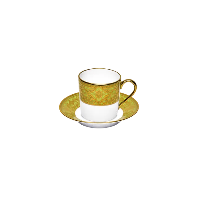 haviland-matignon-tasse-caf-soucoupe-vert-pomme-or image 1