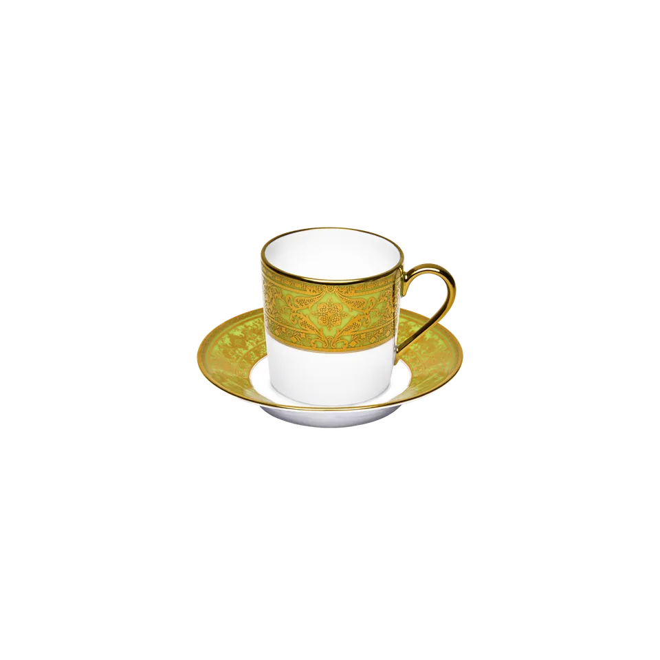 haviland-matignon-tasse-caf-soucoupe-vert-pomme-or image 1