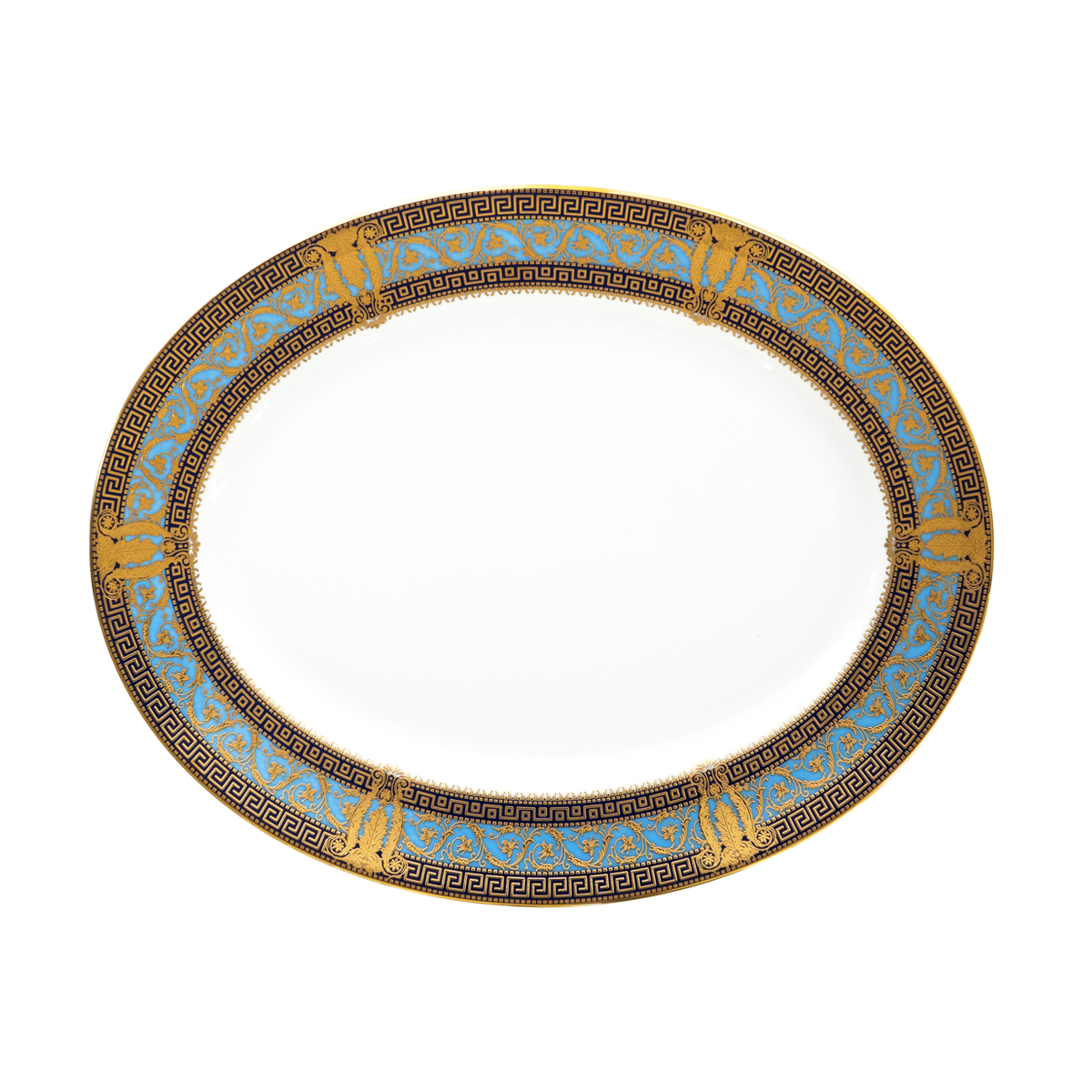 haviland-salon-murat-plat-ovale-porcelaine-bleu-ciel-or image 1