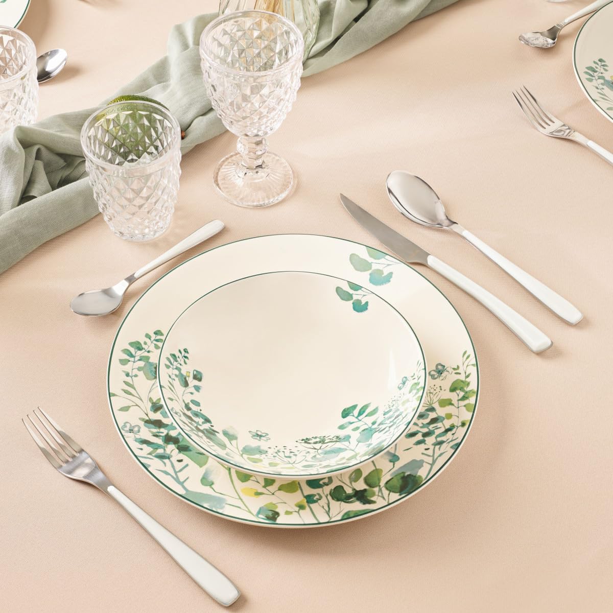 m-dard-de-noblat-oxalis-assiettes-dessert-21-cm-blanc-vert-lot-6 image 5