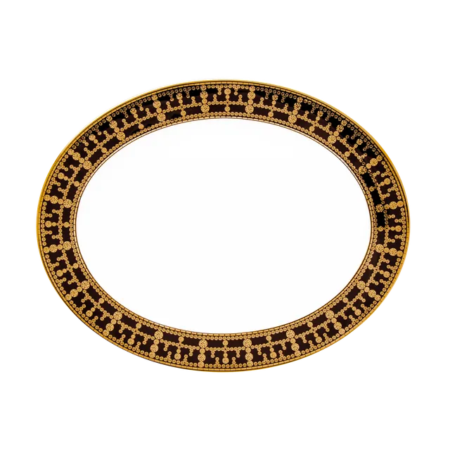 haviland-tiara-plat-ovale-noir-or-porcelaine-limoges image 1