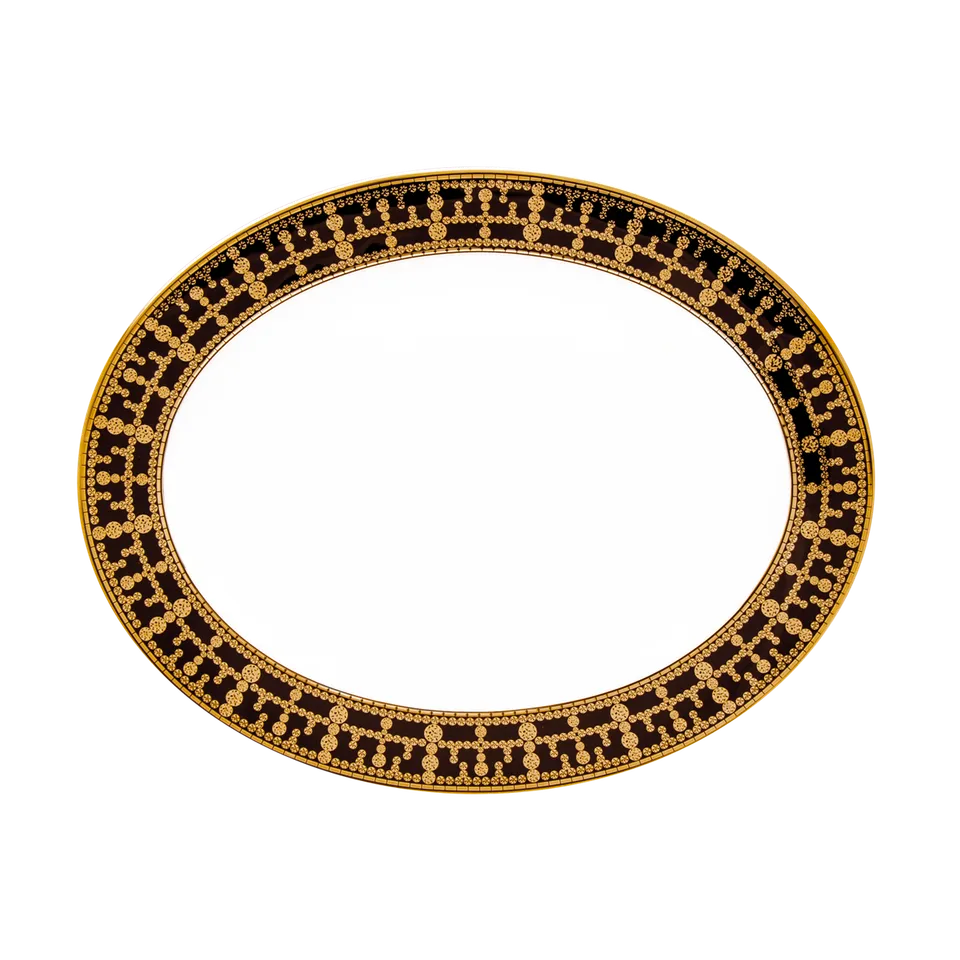 haviland-tiara-plat-ovale-noir-or-porcelaine-limoges image 1