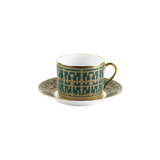 haviland-tiara-tasse-et-soucoupe-bleu-paon-or image 1