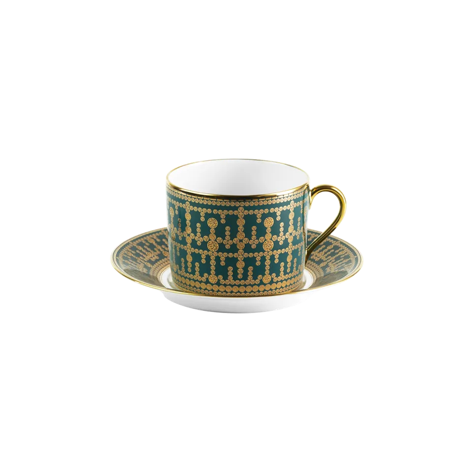 haviland-tiara-tasse-et-soucoupe-bleu-paon-or image 1