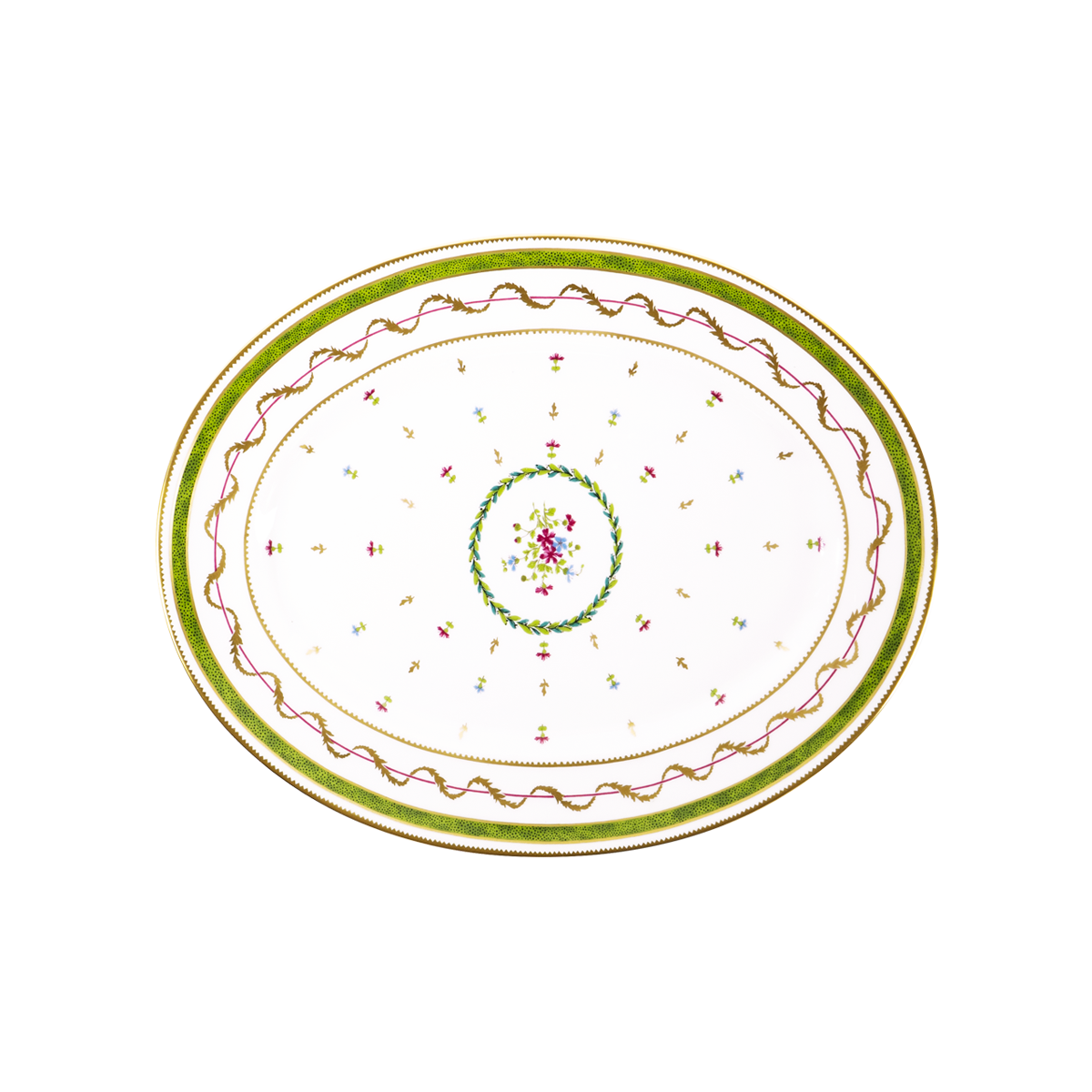 haviland-vieux-paris-vert-plat-ovale-porcelaine-limoges image 1