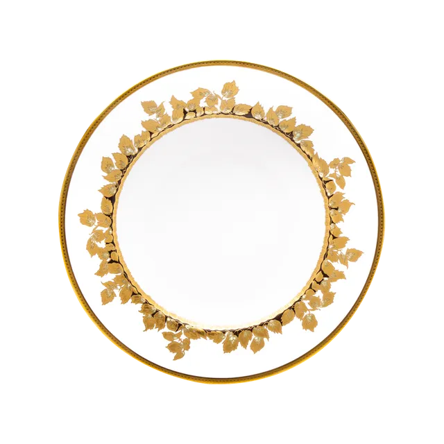 haviland-feuille-d-or-assiette-creuse-aile-porcelaine-bord-or image 1