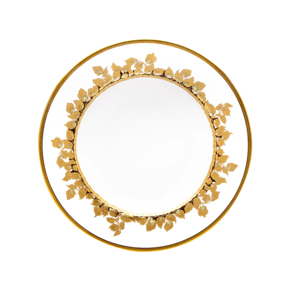 haviland-feuille-d-or-assiette-creuse-aile-porcelaine-bord-or image 1