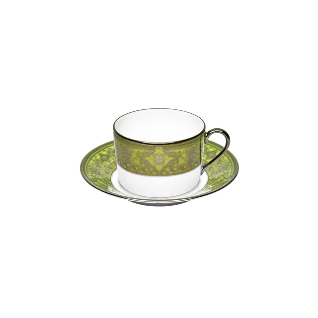 haviland-matignon-tasse-th-soucoupe-vert-pomme-platine image 1