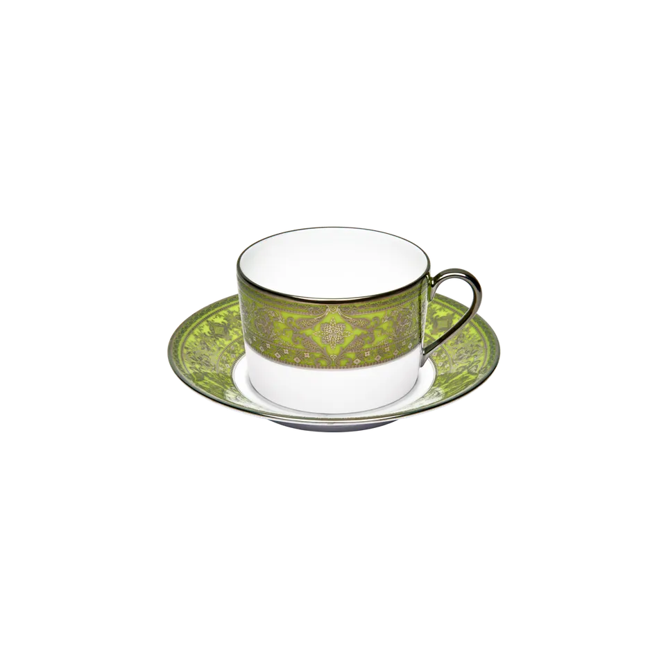 haviland-matignon-tasse-th-soucoupe-vert-pomme-platine image 1