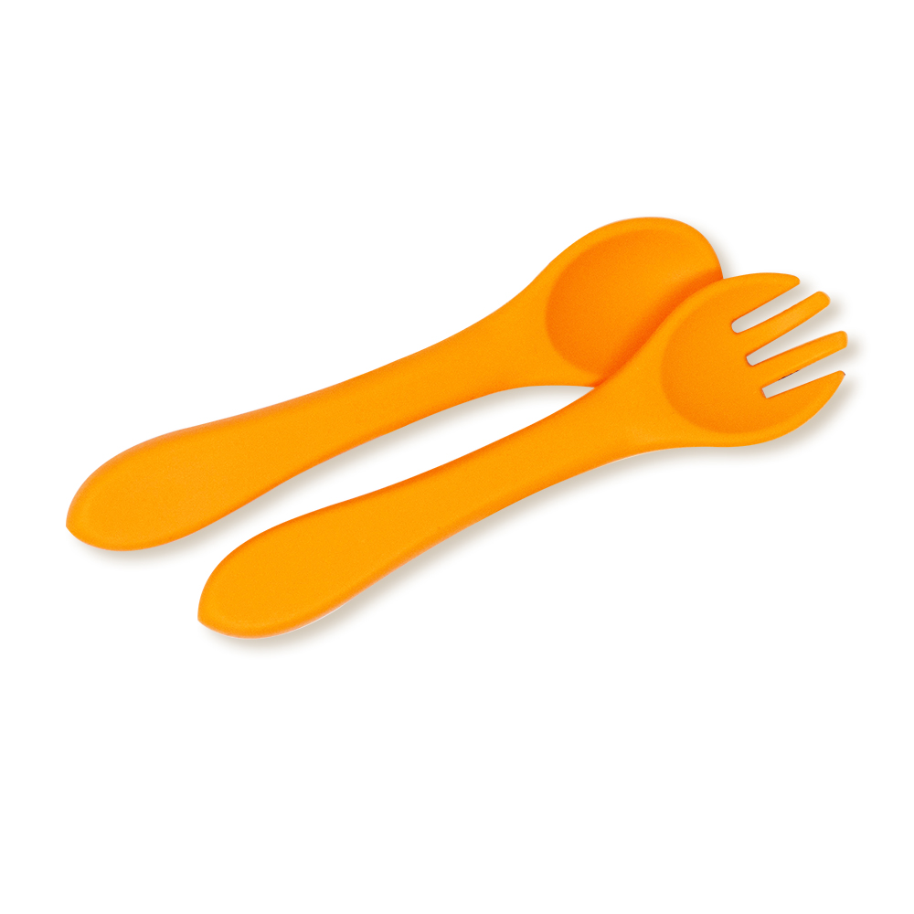 ciboulo-couverts-en-silicone-b-b-orange-cuill-re-fourchette image 3