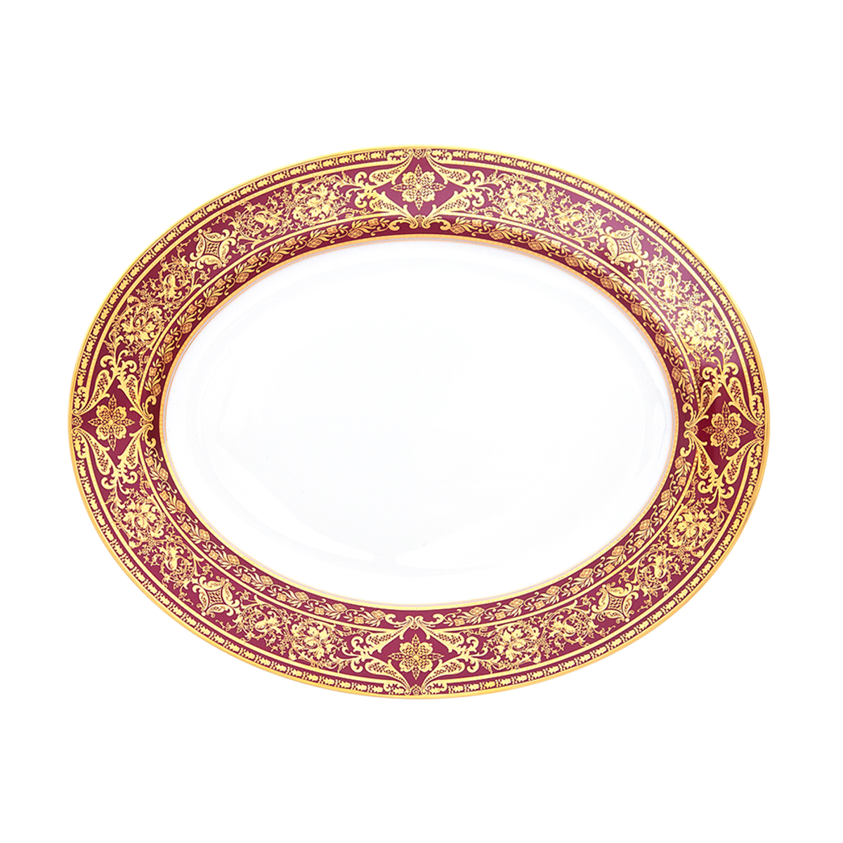 haviland-matignon-plat-ovale-porcelaine-cerise-or image 1