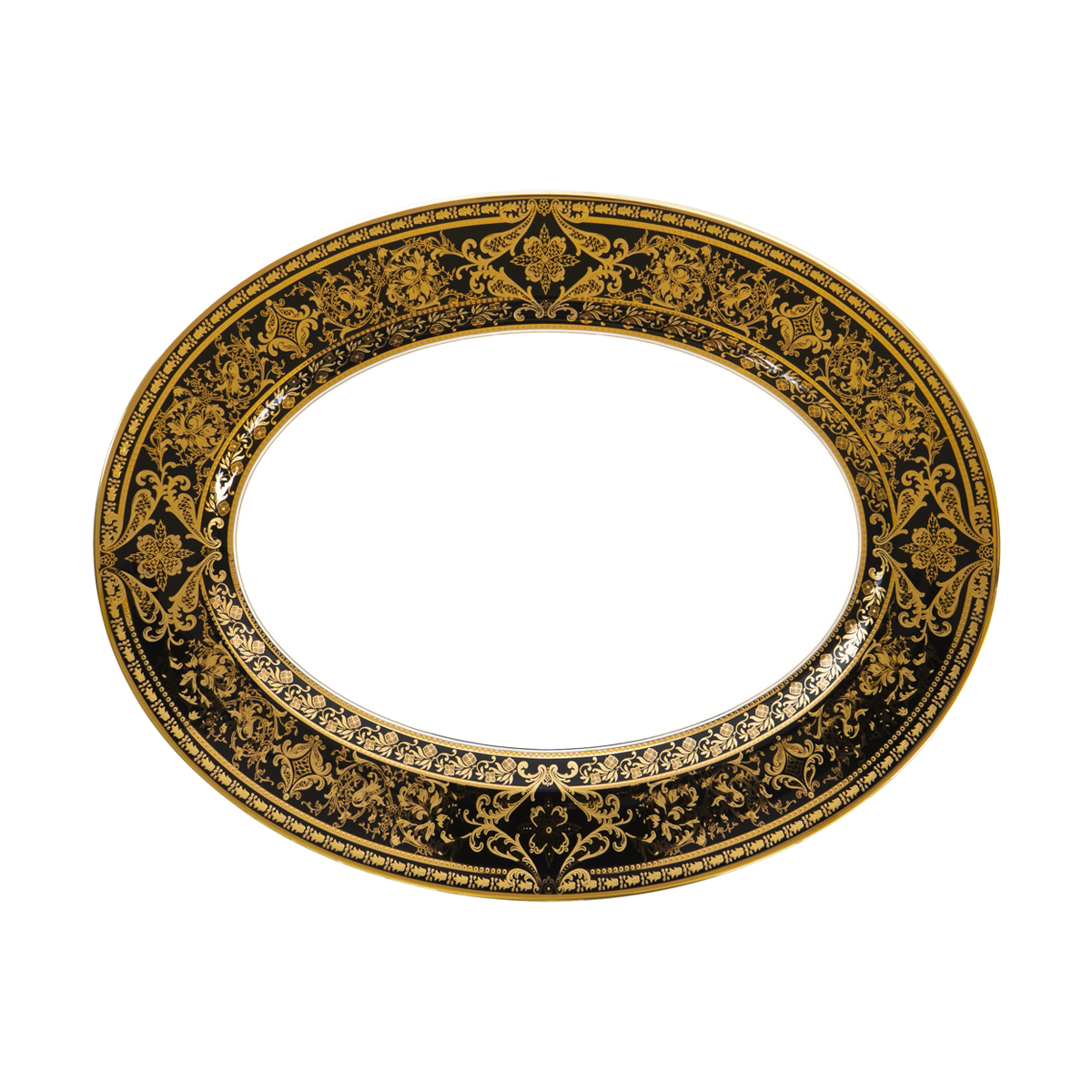 haviland-matignon-plat-ovale-noir-or-porcelaine image 1